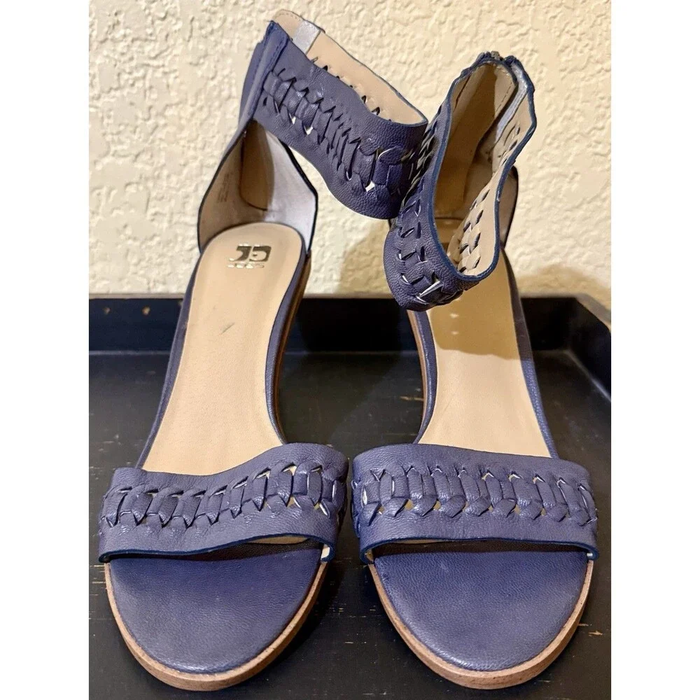 Joe's Jeans 8.5 Navy Blue Ankle Strap High Heels Sandals Pax Wow Euc